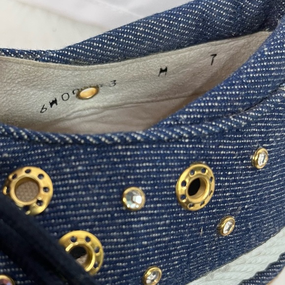 Stuart Weitzman Women’s Denim Sneaker Bedazzled Rhinestone Size 7 - Picture 12 of 12